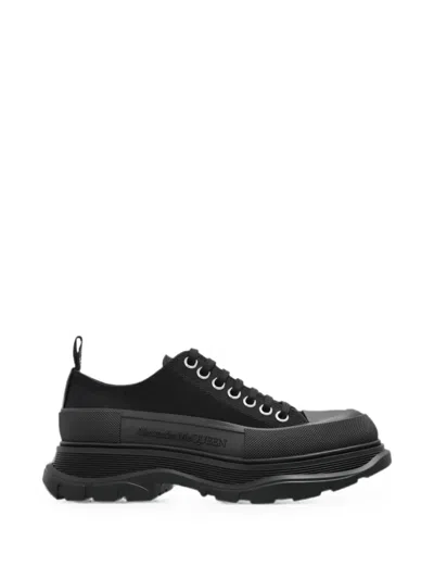 Alexander Mcqueen Tread Slick Canvas Exaggerated-sole Sneakers In Black