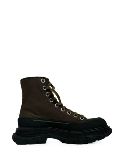 Pre-owned Alexander Mcqueen Tread Slick Lace-up Sneakers In Green