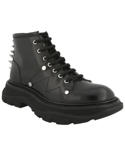 Alexander Mcqueen Tread Slick Leather Boot In Black