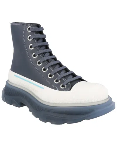 Alexander Mcqueen Tread Slick Boots Woman Ankle Boots Blue Size 5.5 Calfskin