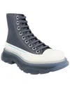 Alexander Mcqueen Tread Slick Boots Woman Ankle Boots Blue Size 5.5 Calfskin In Blue