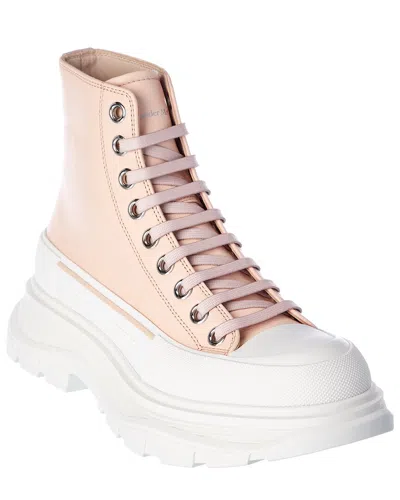 Alexander Mcqueen Tread Slick Leather Boot In Pink