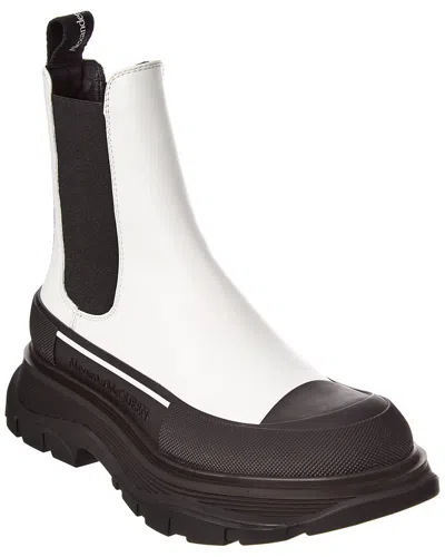 Alexander Mcqueen Tread Slick Leather Boot In White