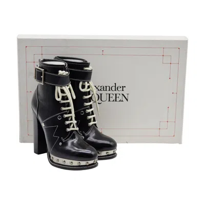 Pre-owned Alexander Mcqueen Tread Slick Leather Boots Black Size 39 9 Us - Nwb