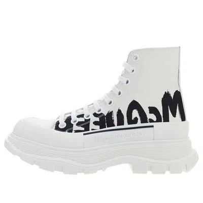 Alexander Mcqueen Tread Slick Logo Printed Sneakers 'white Black'