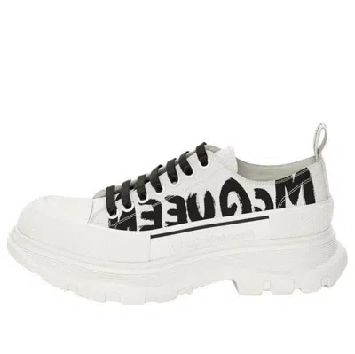 Alexander Mcqueen Tread Slick Low Lace Up Canvas Graffiti 'white Black' In Multi