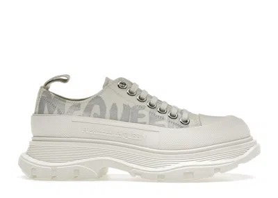 Pre-owned Alexander Mcqueen Tread Slick Low Lace Up Graffiti (women's) Sneakers In White/silver