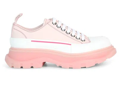Pre-owned Alexander Mcqueen Tread Slick Low Lace Up Tea Rose (women's) Sneakers In Pink/white