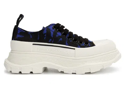 Pre-owned Alexander Mcqueen Tread Slick Low Lace Up (women's) Sneakers In Blue/black