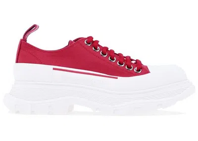 Pre-owned Alexander Mcqueen Tread Slick Low Lace Up (women's) Sneakers In Red/white In Multi