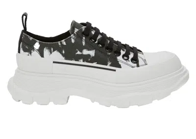 Pre-owned Alexander Mcqueen Tread Slick Low Lace Up (women's) Sneakers In White/black In Multi