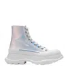 Alexander Mcqueen Tread Slick Metallic-effect Sneakers In Blue