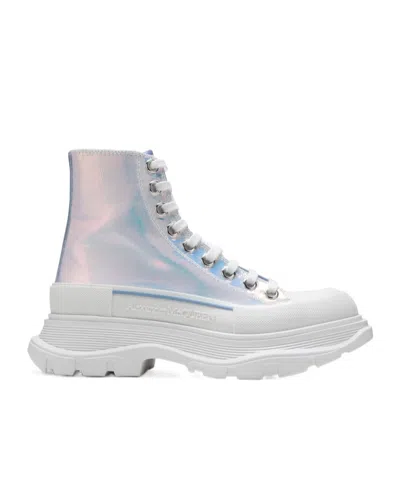 Alexander Mcqueen Tread Slick Metallic-effect Sneakers In Blue