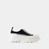 Alexander Mcqueen Black Canvas Tread Slick Sneakers In Multi
