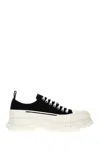 Alexander Mcqueen Black Nappa Leather Tread Slick Sneakers