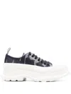 Alexander Mcqueen Graffiti Trad Slick Lace Up In 4796 - Indigo/off White