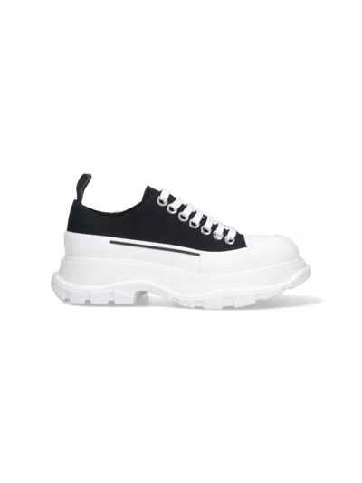 Alexander Mcqueen Black Canvas Tread Slick Sneakers In Multi