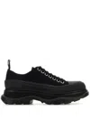 Alexander Mcqueen Black Canvas Tread Slick Platform Low Sneakers In Black