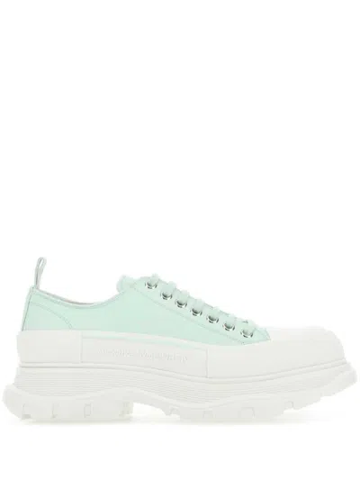 Alexander Mcqueen Sea Green Leather Tread Slick Sneakers