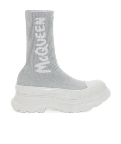 ALEXANDER MCQUEEN ALEXANDER MCQUEEN LOGO PRINTED SLIP-ON BOOTS