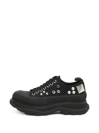 Pre-owned Alexander Mcqueen Tread Slick Studded Lace-up Sneakers In Black