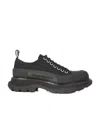 Alexander Mcqueen Black Canvas Tread Slick Platform Low Sneakers In Black