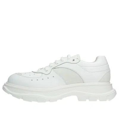 Alexander Mcqueen Tread Suede-panelled Leather Trainers 'white'