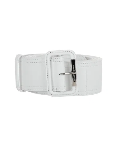 Alexander Mcqueen Trench Leather Belt In White