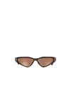 Alexander Mcqueen Havana Acetate Sunglasses With Metal Temples And T-buckle Detail In Brown