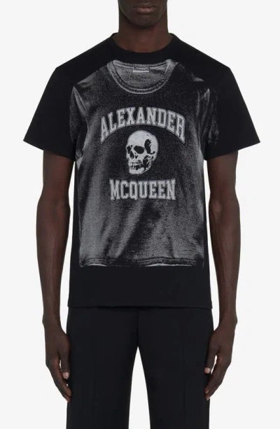 Alexander Mcqueen Trompe L'oeil Graphic T-shirt In White / Black