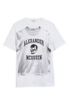 Alexander Mcqueen Printed Compact Cotton T-shirt In White/black