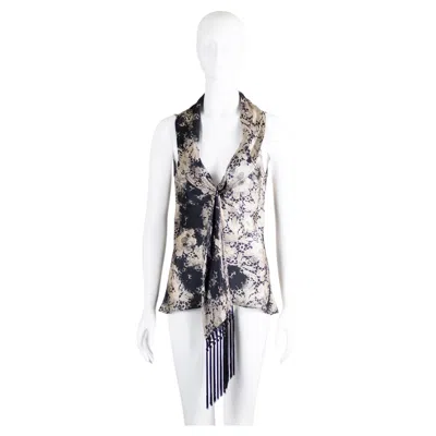 Pre-owned Alexander Mcqueen Trompe L'oeil Lace Print Blouse 2006 In Gray