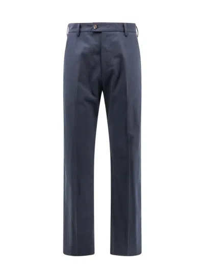 Alexander Mcqueen Logo-trim Cotton Tailored Trousers In Blue