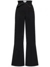 Alexander Mcqueen Tailored Black Trousers With High Fold-over Waist And Flared Silhouette