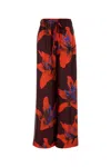 Alexander Mcqueen Wide-leg Silk Twill Trousers With Flame Lily Print