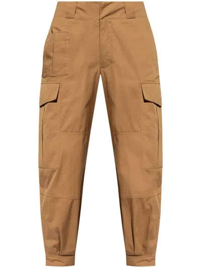Alexander Mcqueen Low-waisted Cargo Pants With Ankle Buttons In Brown