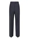 Alexander Mcqueen Wool Straight Trousers In Blue