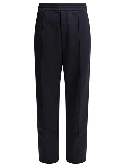 Alexander Mcqueen Blue Polyester Cotton Trousers In Black