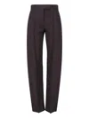 Alexander Mcqueen High-waisted Brown Wool Trousers With Front Pleats In Brown