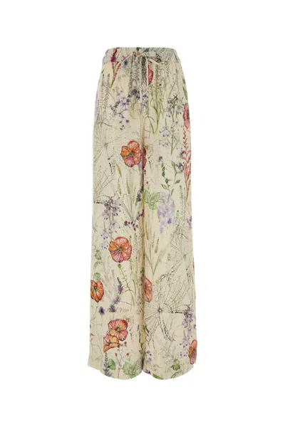 Alexander Mcqueen White Viscose Trousers In Green