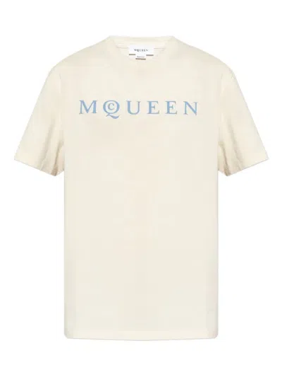 Alexander Mcqueen T-shirt Mcqueen Flock In Neutral