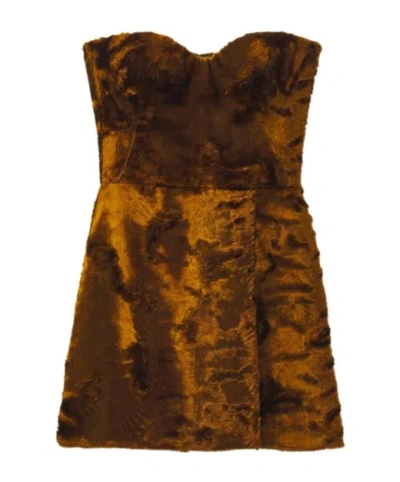 Alexander Mcqueen Tube Top Dress In Brown
