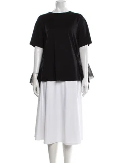 Pre-owned Alexander Mcqueen Tulle T-shirt Crew Neck Top In Black