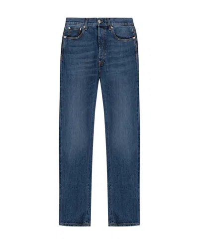 Alexander Mcqueen Turn-up Cuff Straight-leg Jans In Blue