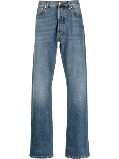 Alexander Mcqueen Turn-up Cuff Straight-leg Jans In Blue
