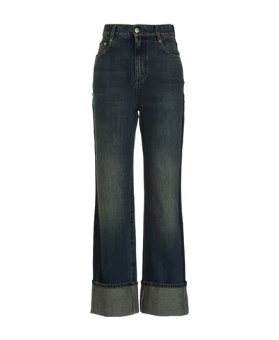 Alexander Mcqueen Turn-up Hem Straight-leg Jeans In Blue