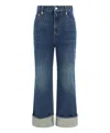 Alexander Mcqueen Indigo Boyfriend Jeans With Turn-ups In Blue