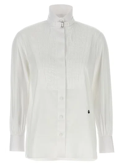 Alexander Mcqueen Tuxedo Cotton Poplin Shirt With Pleated Plastron In White