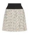 Alexander Mcqueen Textured Tweed Skirt With Contrasting Waistband In White