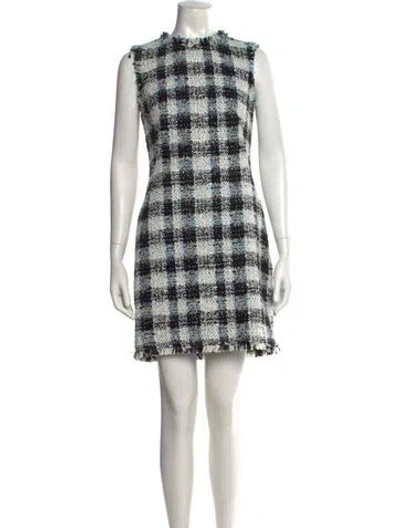 Pre-owned Alexander Mcqueen Tweed Mini Dress In Blue